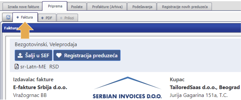 XML i PDF format skidanja e-faktura na e-Invoices Online e-faktura demo.